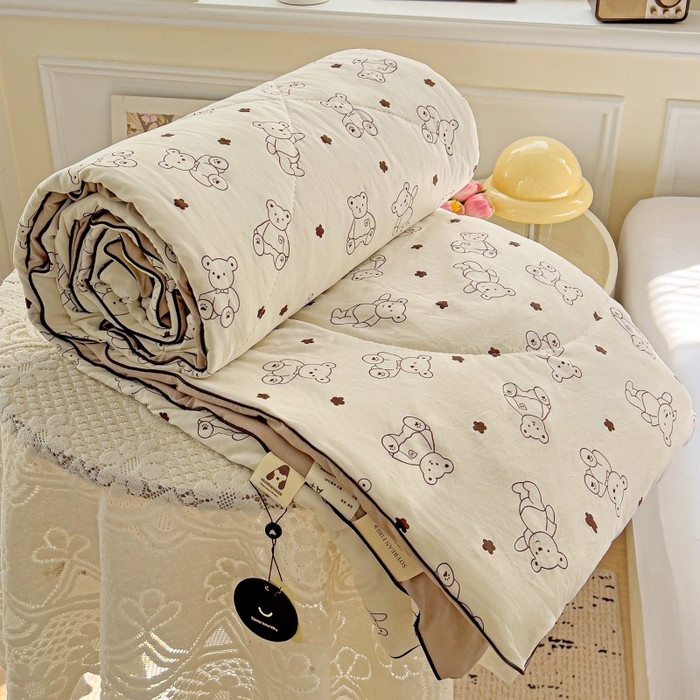 铺尚美家纺 2026新款A类水洗双层纱大豆夏被子被芯 小熊院长