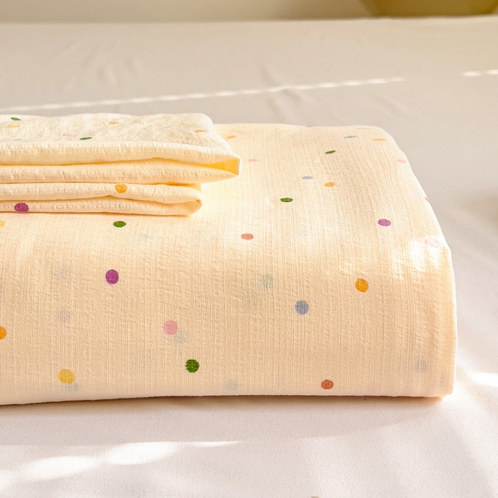 纽缦家纺 2026春夏新款云感提花双层纱单床单 床单单件 波点世界