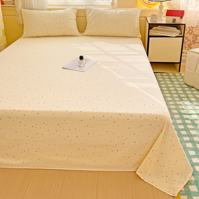 91家纺网 家纺一手货源 找家纺 纽缦家纺 2026春夏新款云感提花双层纱单床单 床单单件 波点世界