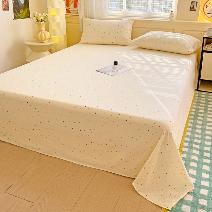 91家纺网 家纺一手货源 找家纺 纽缦家纺 2026春夏新款云感提花双层纱单床单 床单单件 波点世界