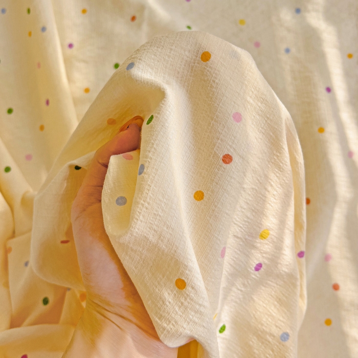 91家纺网 家纺一手货源 找家纺 纽缦家纺 2026春夏新款云感提花双层纱单床单 床单单件 波点世界