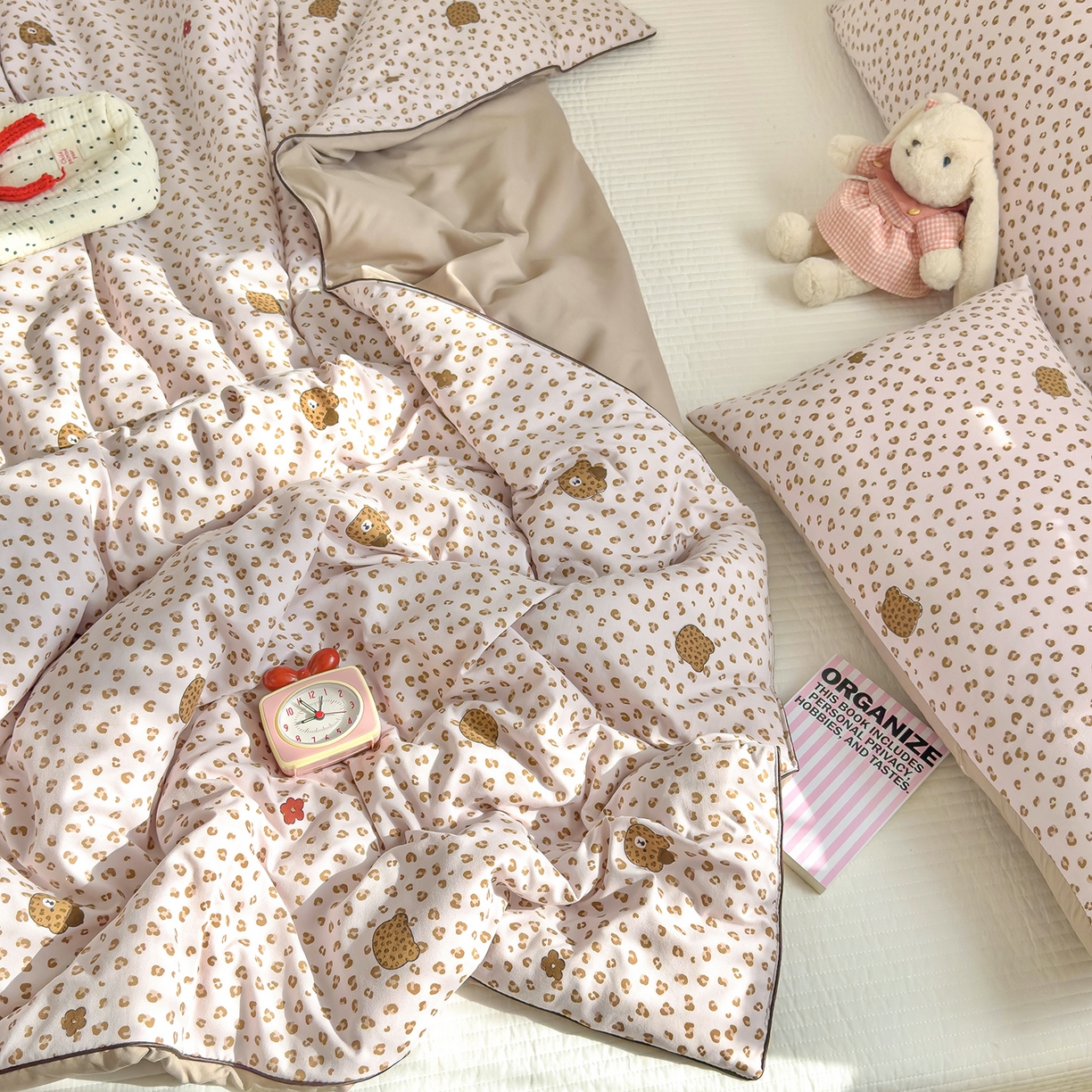 91家纺网 家纺一手货源 找家纺 铺尚美家纺 2026新款A类水洗双层纱大豆夏被子被芯 豹纹熊