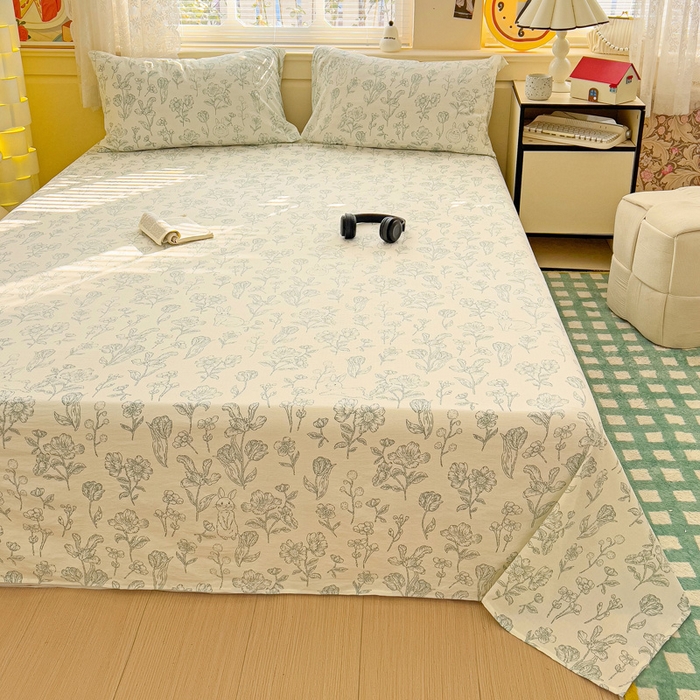 91家纺网 家纺一手货源 找家纺 纽缦家纺 2026春夏新款云感提花双层纱单床单 床单单件 海像森林