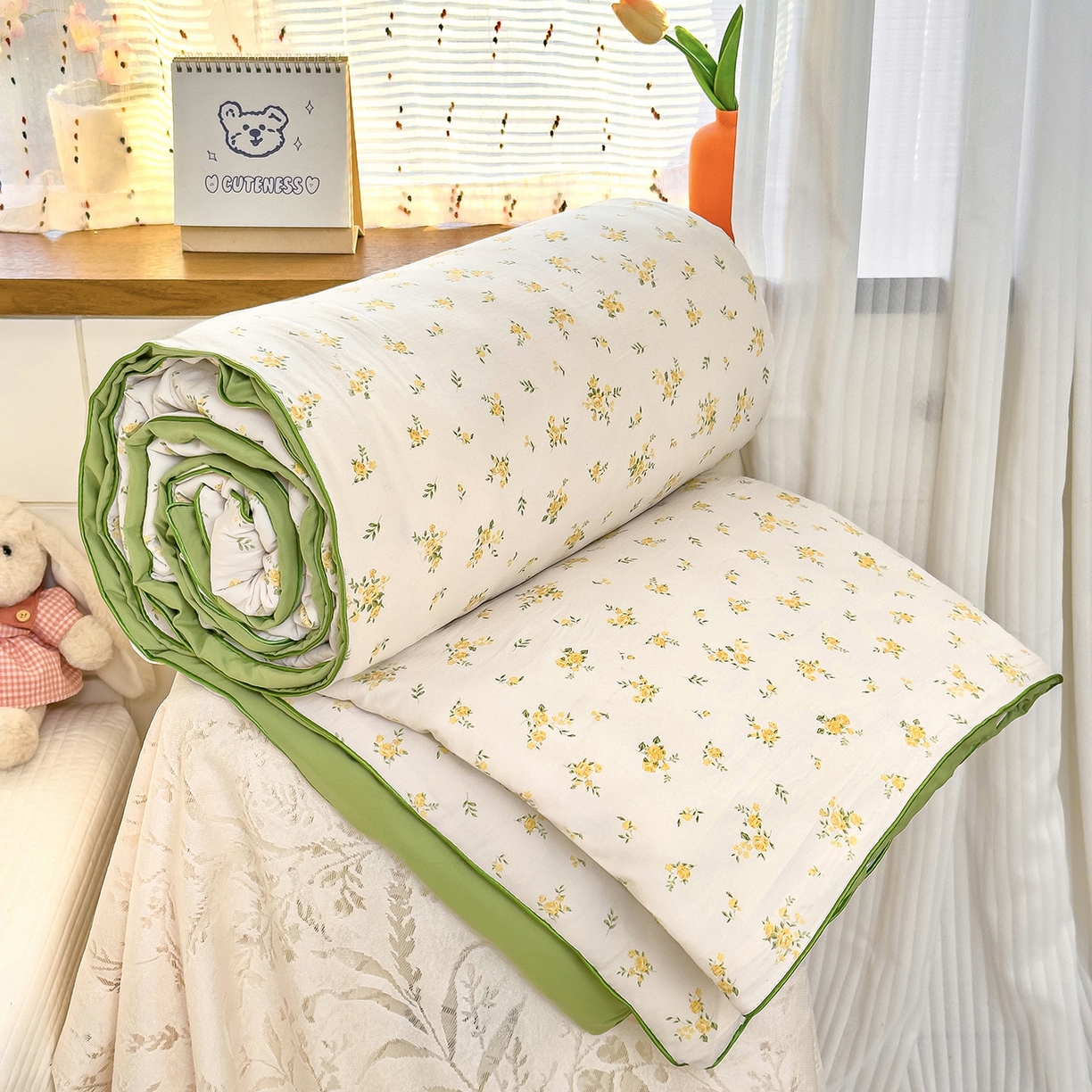 铺尚美家纺 2026新款A类水洗双层纱大豆夏被子被芯 花间梦