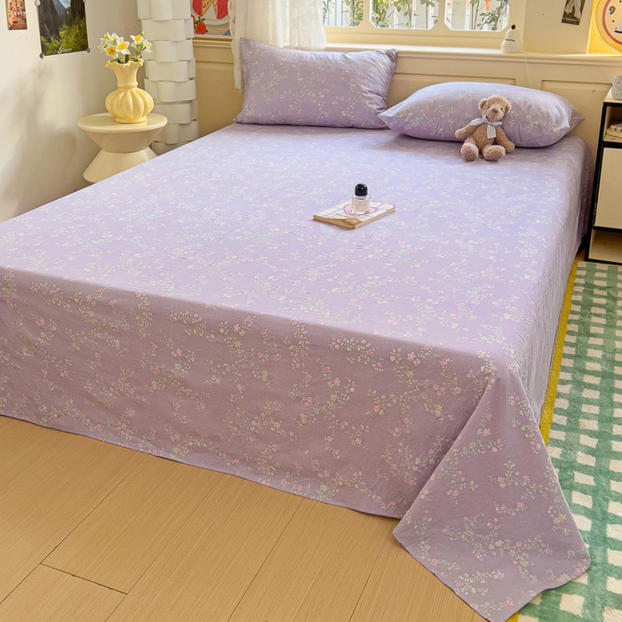 91家纺网 家纺一手货源 找家纺 纽缦家纺 2026春夏新款云感提花双层纱单床单 床单单件 恋如青柠香