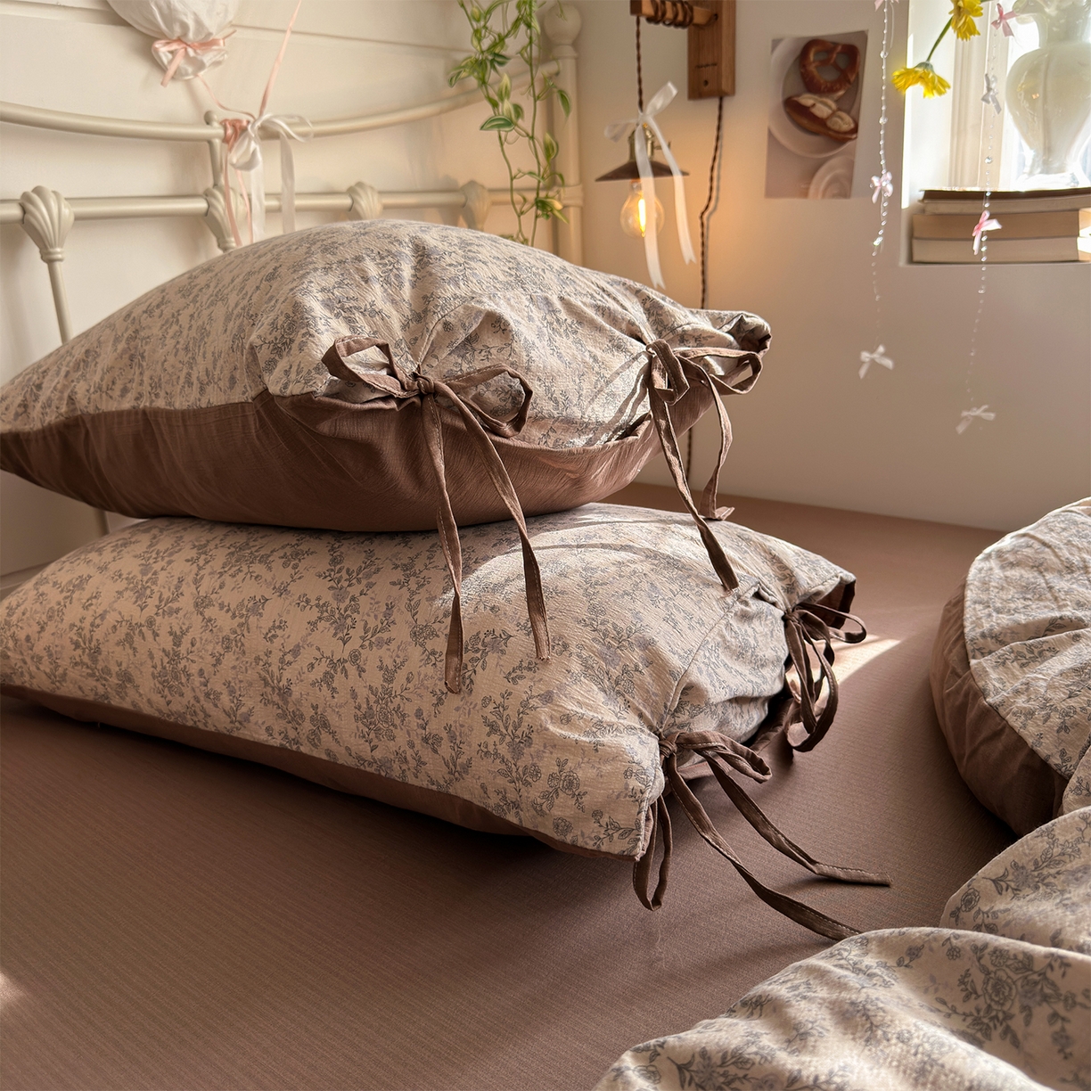 91家纺网 家纺一手货源 找家纺 优选良品 2026新款小清新直播热卖款云感双层纱木棉床盖四件套系列 清墨