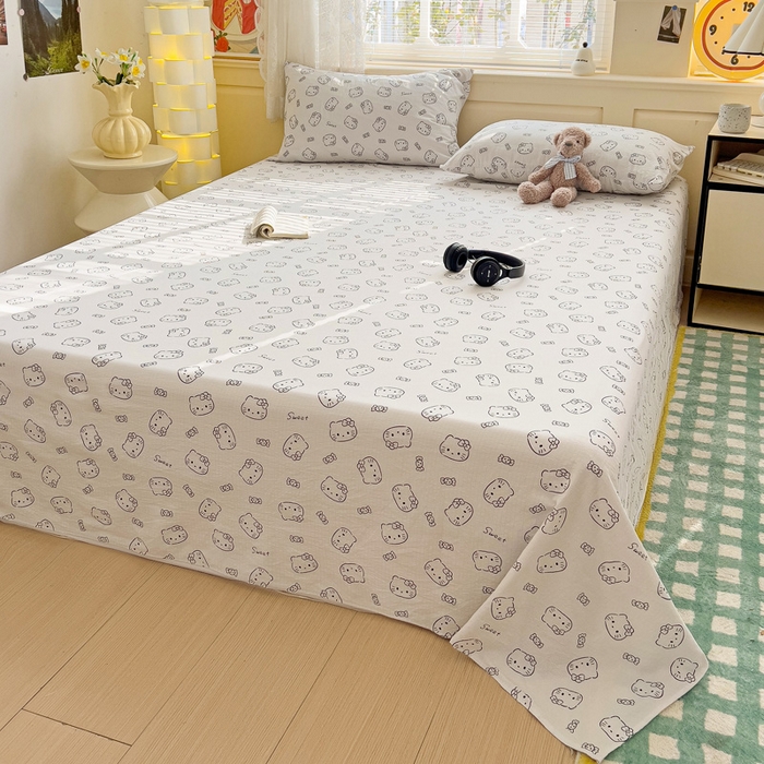 91家纺网 家纺一手货源 找家纺 纽缦家纺 2026春夏新款云感提花双层纱单床单 床单单件 猫咪恋人