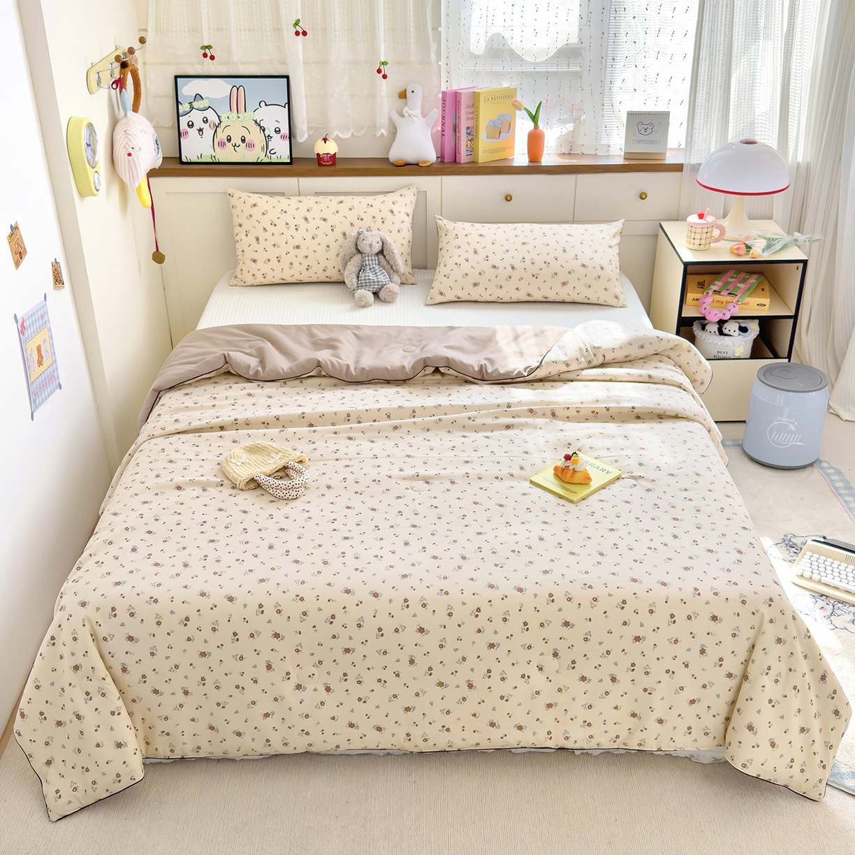 91家纺网 家纺一手货源 找家纺 铺尚美家纺 2026新款A类水洗双层纱大豆夏被子被芯 花落雨