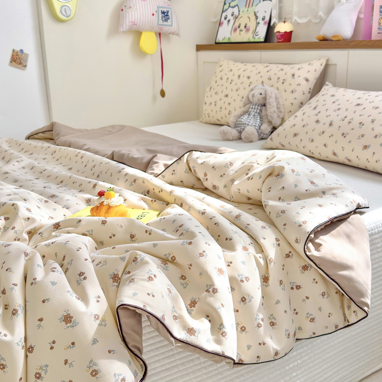 91家纺网 家纺一手货源 找家纺 铺尚美家纺 2026新款A类水洗双层纱大豆夏被子被芯 花落雨