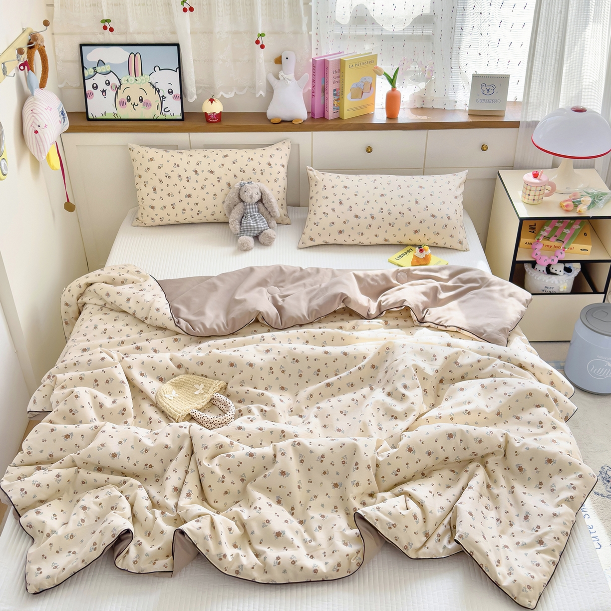 91家纺网 家纺一手货源 找家纺 铺尚美家纺 2026新款A类水洗双层纱大豆夏被子被芯 花落雨