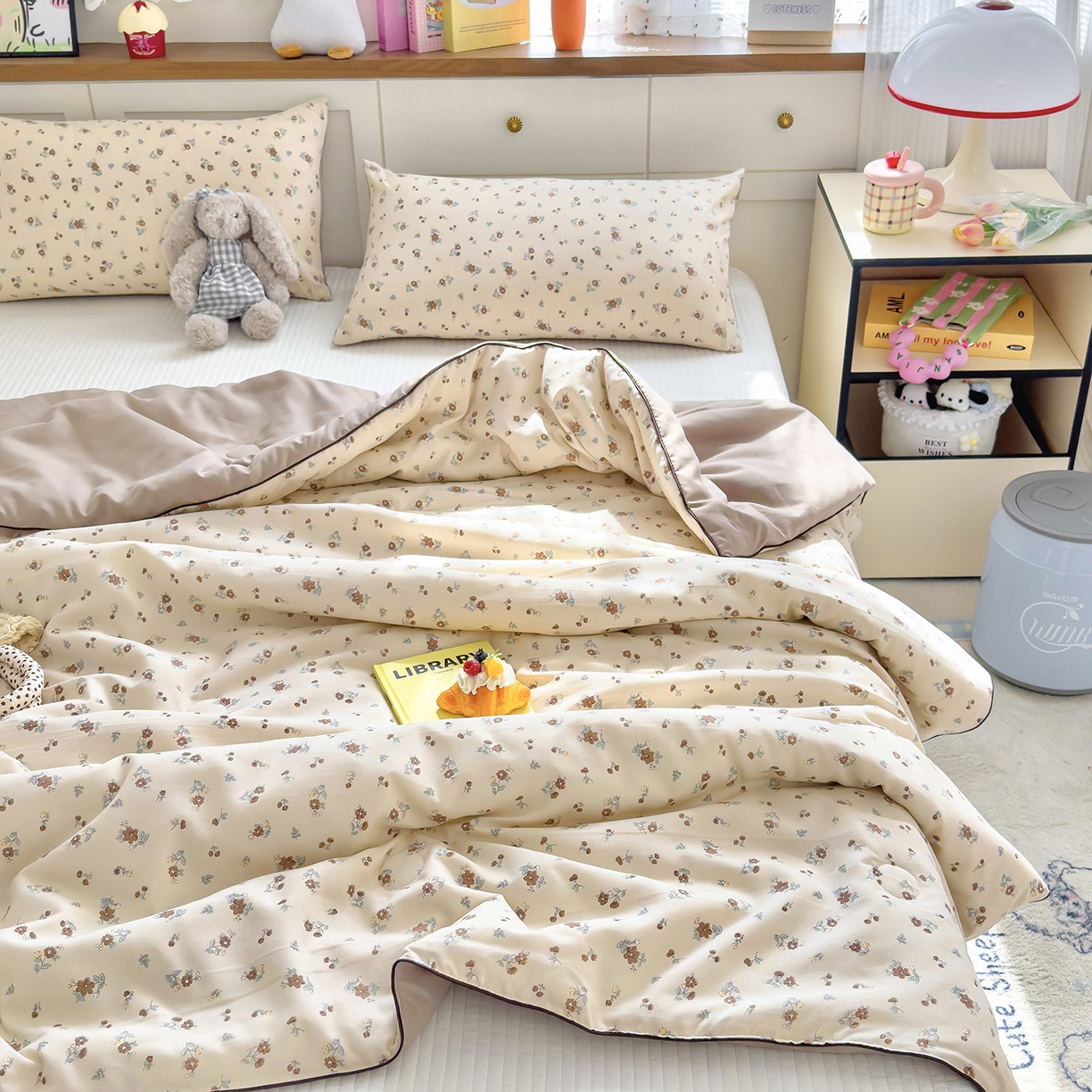 91家纺网 家纺一手货源 找家纺 铺尚美家纺 2026新款A类水洗双层纱大豆夏被子被芯 花落雨