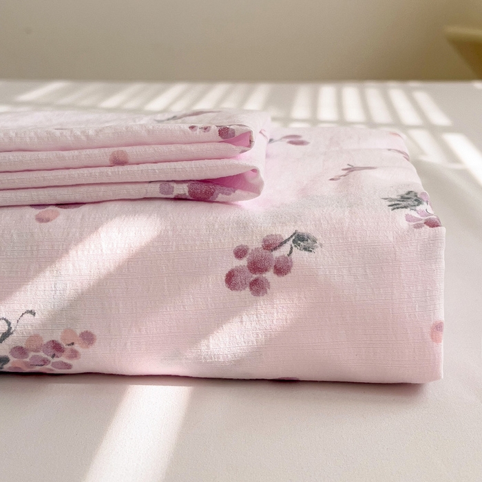 纽缦家纺 2026春夏新款云感提花双层纱单床单 床单单件 葡萄七分甜