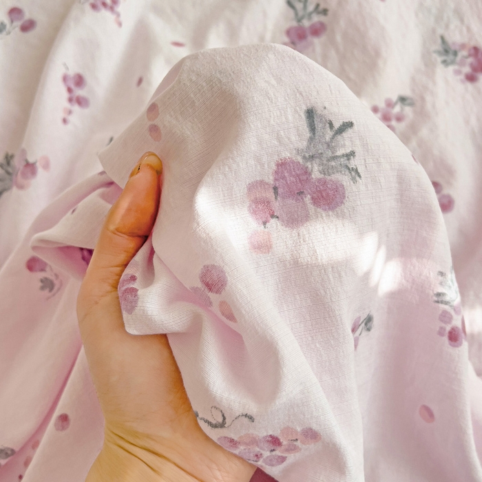 91家纺网 家纺一手货源 找家纺 纽缦家纺 2026春夏新款云感提花双层纱单床单 床单单件 葡萄七分甜