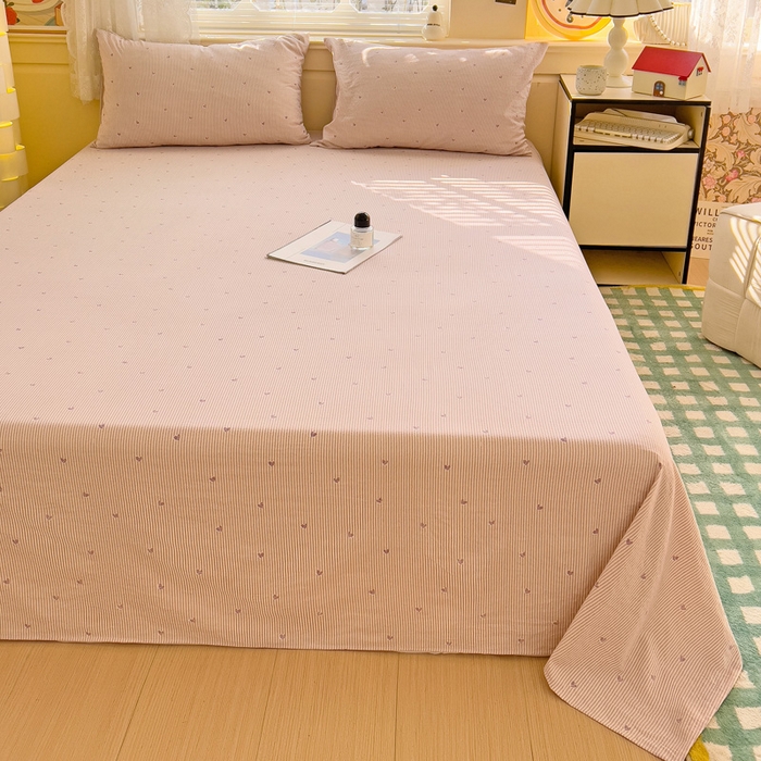 91家纺网 家纺一手货源 找家纺 纽缦家纺 2026春夏新款云感提花双层纱单床单 床单单件 倾心紫