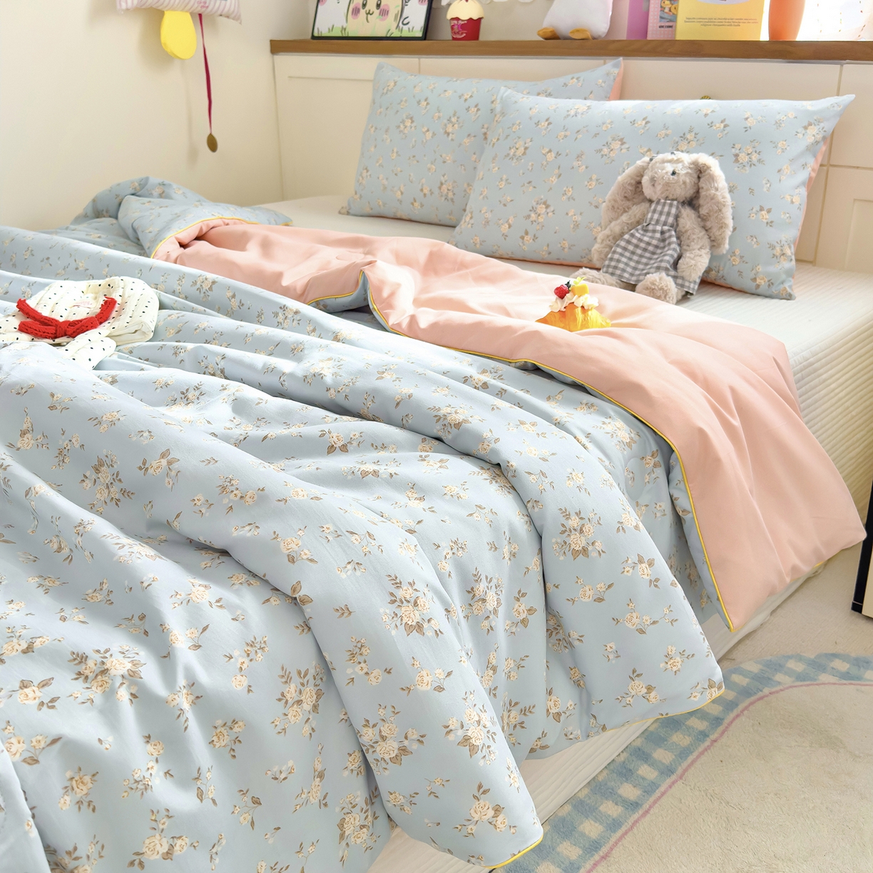 91家纺网 家纺一手货源 找家纺 铺尚美家纺 2026新款A类水洗双层纱大豆夏被子被芯 花漾鲸落