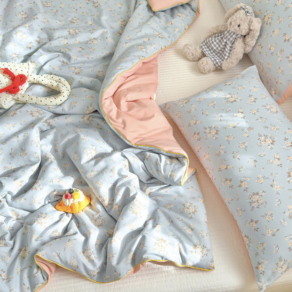 91家纺网 家纺一手货源 找家纺 铺尚美家纺 2026新款A类水洗双层纱大豆夏被子被芯 花漾鲸落