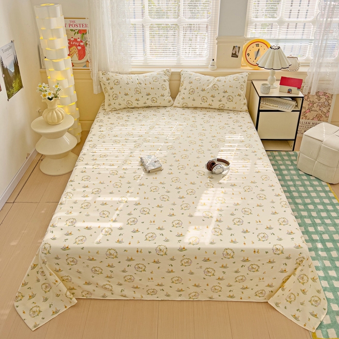 91家纺网 家纺一手货源 找家纺 纽缦家纺 2026春夏新款云感提花双层纱单床单 床单单件 兔子的欢喜