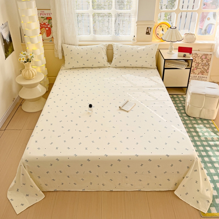 91家纺网 家纺一手货源 找家纺 纽缦家纺 2026春夏新款云感提花双层纱单床单 床单单件 相思蓝