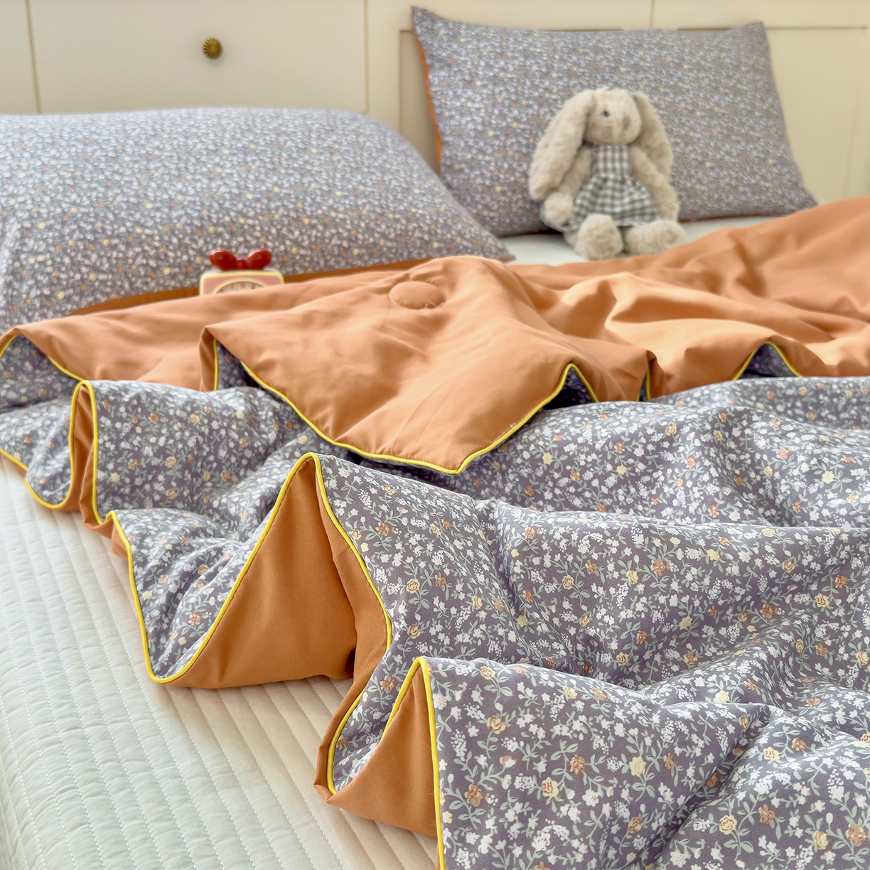 91家纺网 家纺一手货源 找家纺 铺尚美家纺 2026新款A类水洗双层纱大豆夏被子被芯 花玥