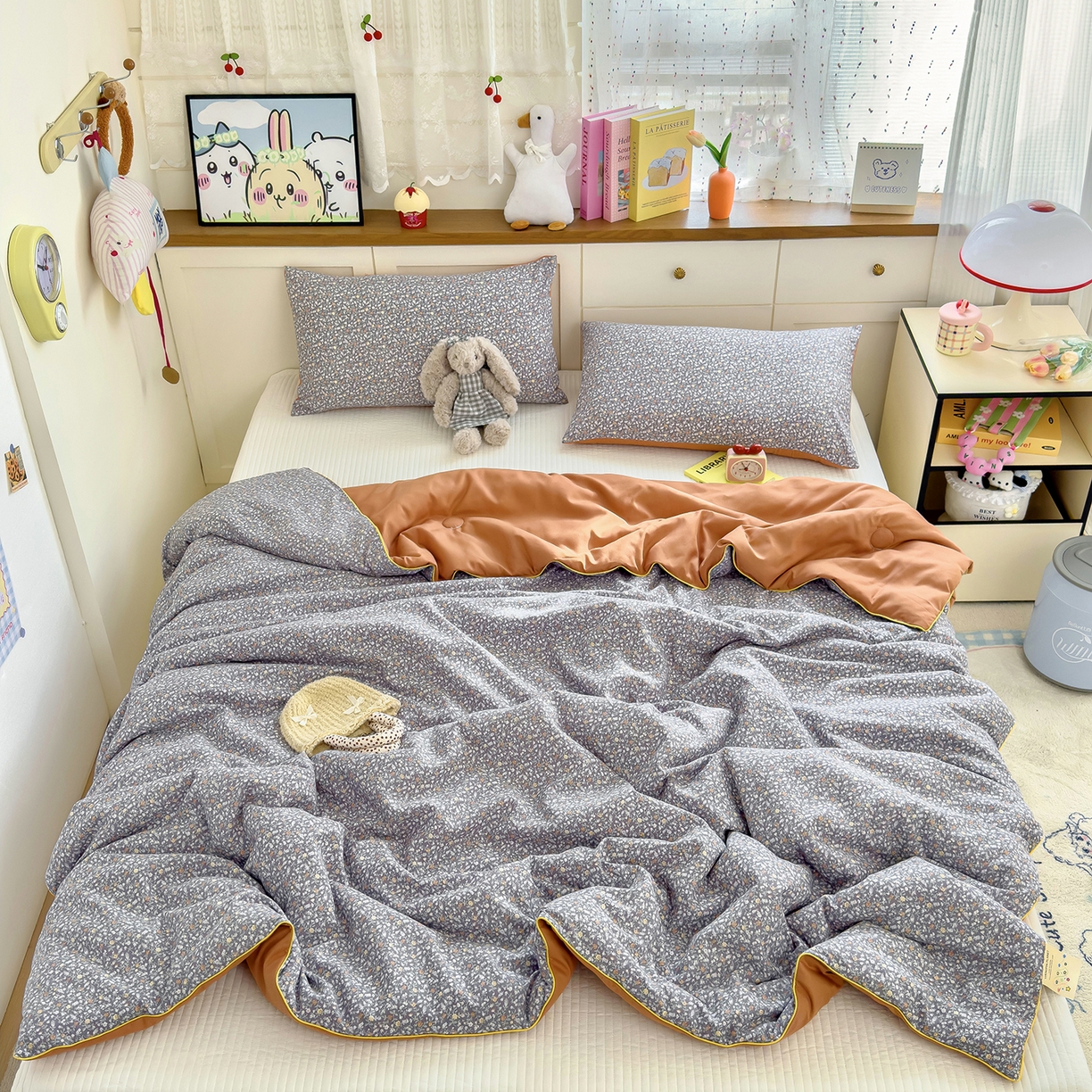 91家纺网 家纺一手货源 找家纺 铺尚美家纺 2026新款A类水洗双层纱大豆夏被子被芯 花玥