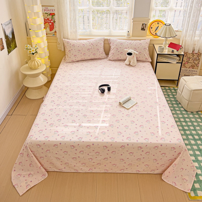 91家纺网 家纺一手货源 找家纺 纽缦家纺 2026春夏新款云感提花双层纱单床单 床单单件 小鸥鸥