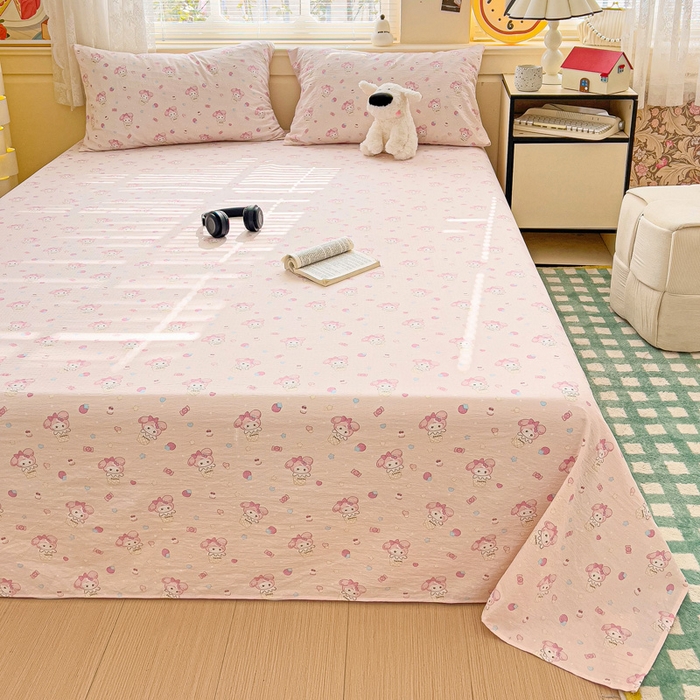 91家纺网 家纺一手货源 找家纺 纽缦家纺 2026春夏新款云感提花双层纱单床单 床单单件 小鸥鸥