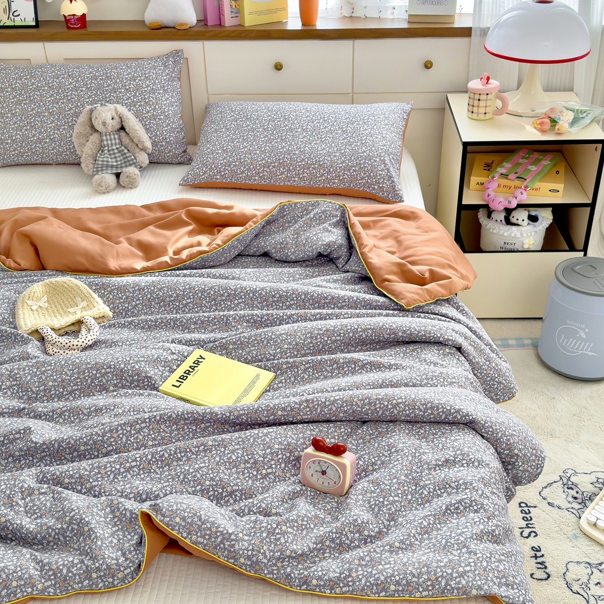 91家纺网 家纺一手货源 找家纺 铺尚美家纺 2026新款A类水洗双层纱大豆夏被子被芯 花玥