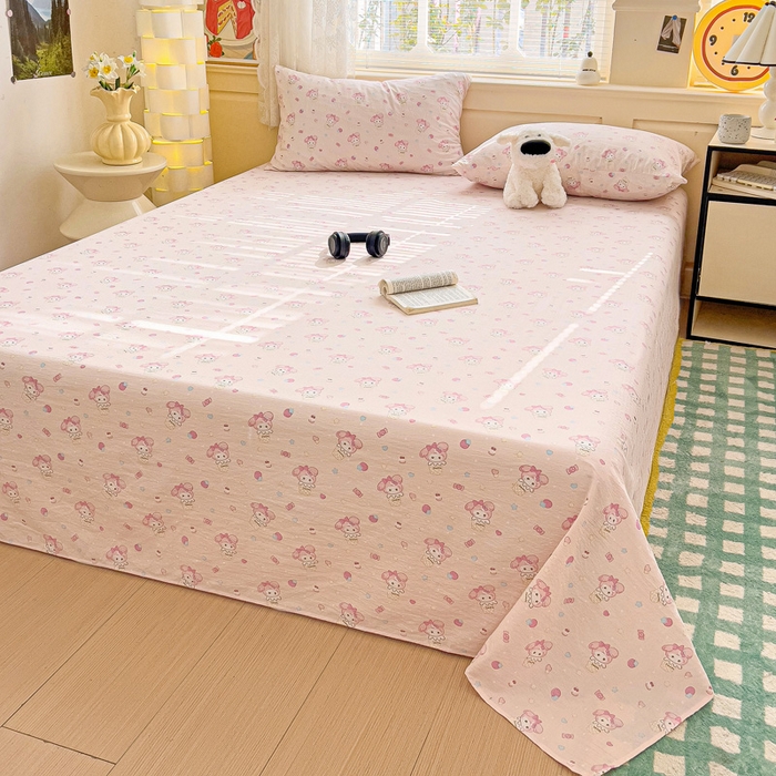 91家纺网 家纺一手货源 找家纺 纽缦家纺 2026春夏新款云感提花双层纱单床单 床单单件 小鸥鸥