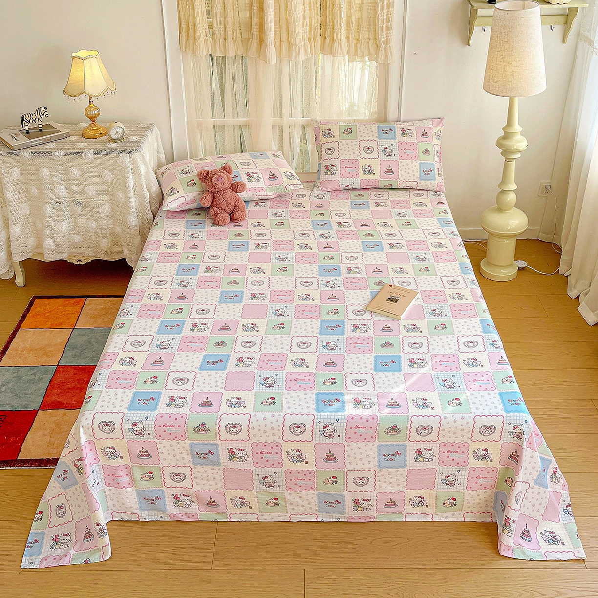 91家纺网 家纺一手货源 找家纺 纽缦家纺 2026春夏新款云感提花双层纱单床单 床单单件 蛋糕派