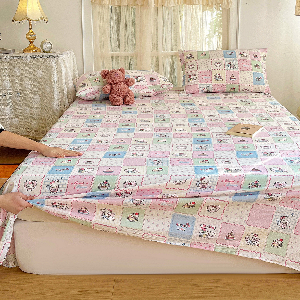 91家纺网 家纺一手货源 找家纺 纽缦家纺 2026春夏新款云感提花双层纱单床单 床单单件 蛋糕派