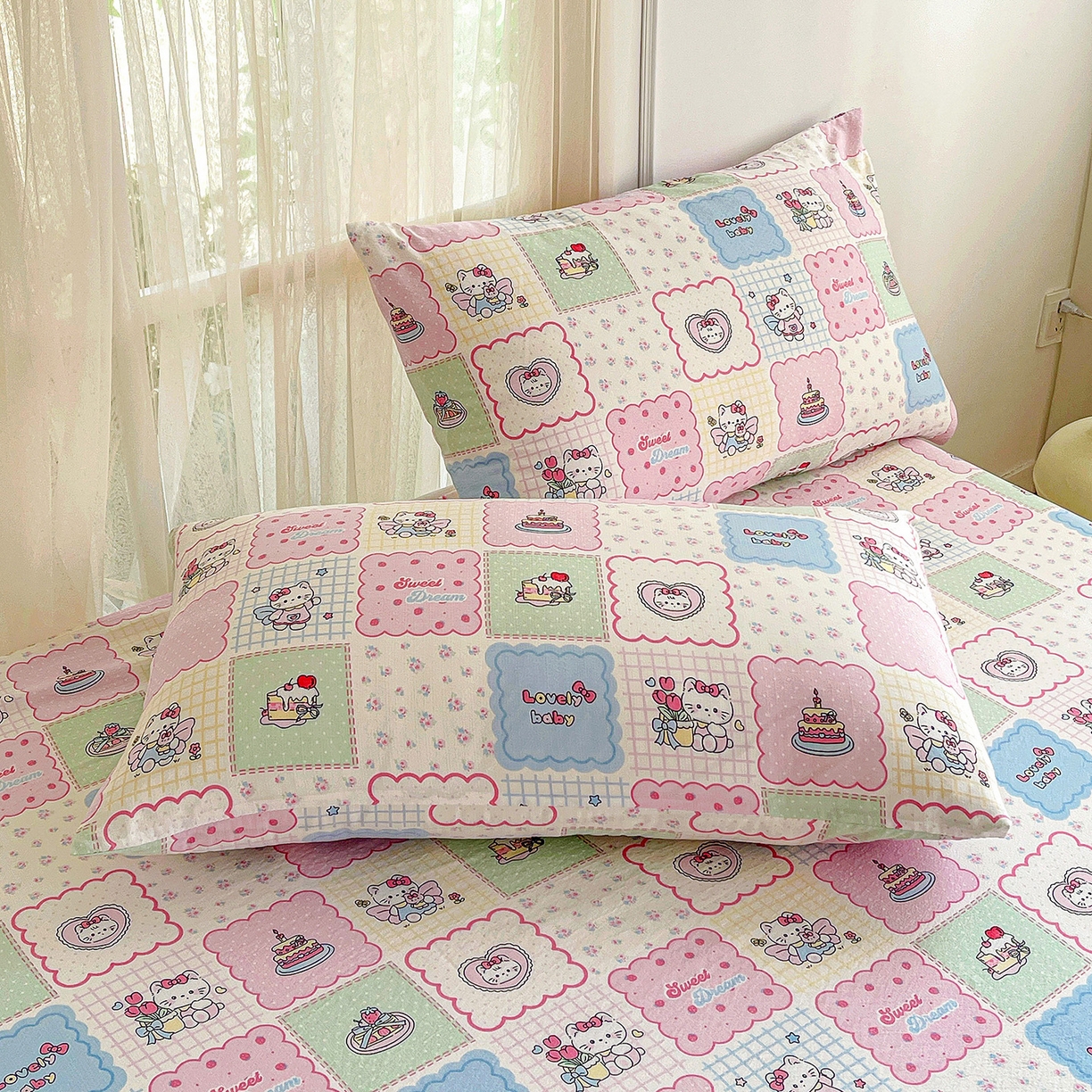 91家纺网 家纺一手货源 找家纺 纽缦家纺 2026春夏新款云感提花双层纱单床单 床单单件 蛋糕派