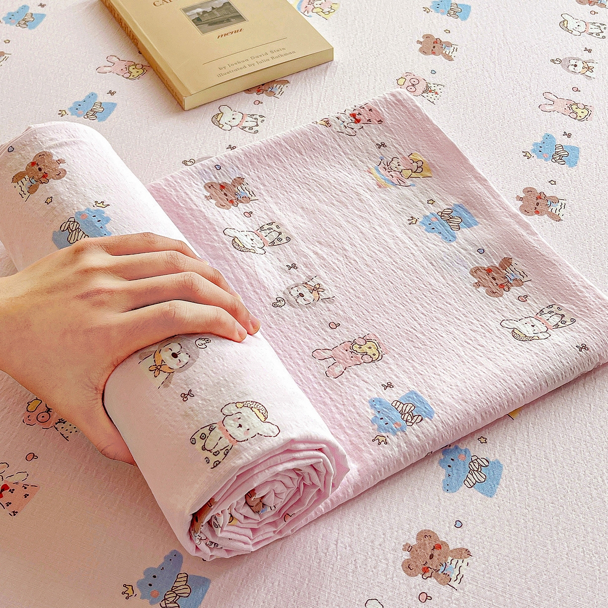 纽缦家纺 2026春夏新款云感提花双层纱单床单 床单单件 动物游园