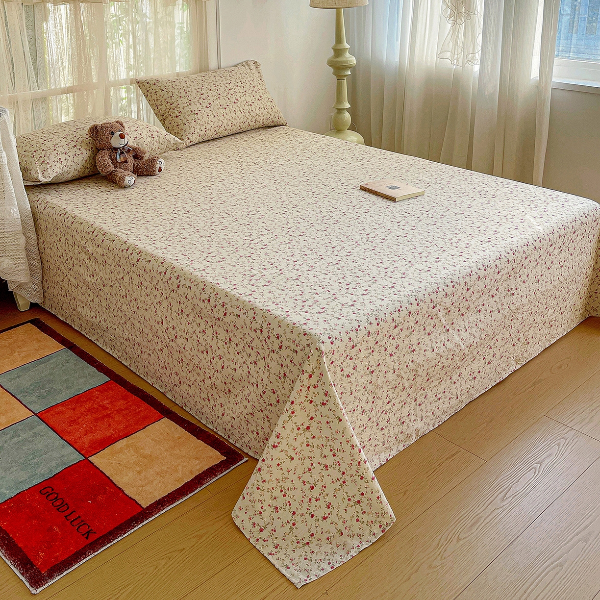 91家纺网 家纺一手货源 找家纺 纽缦家纺 2026春夏新款云感提花双层纱单床单 床单单件 见花则喜