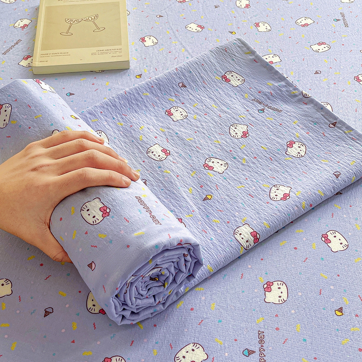 纽缦家纺 2026春夏新款云感提花双层纱单床单 床单单件 蓝莓奶糖