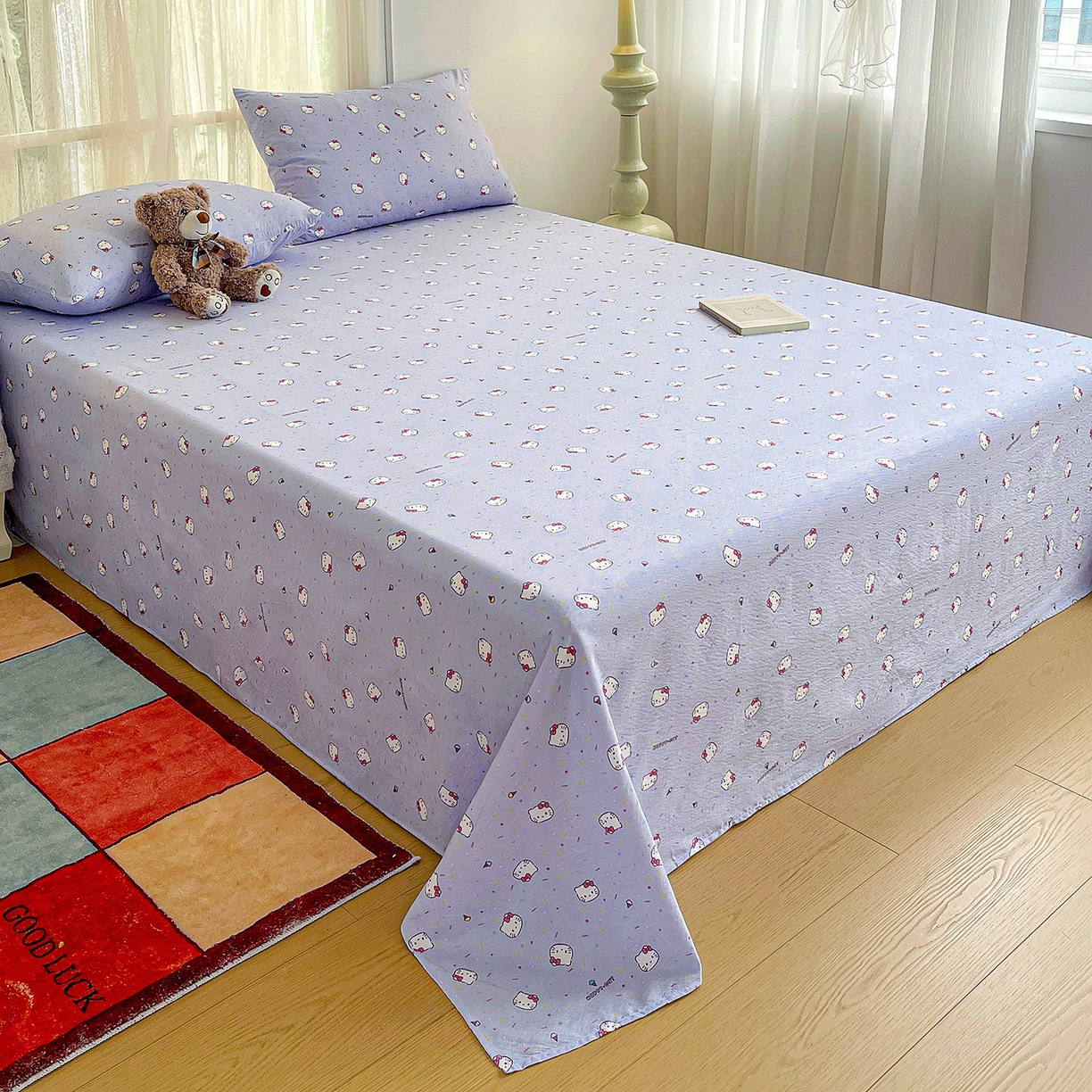 91家纺网 家纺一手货源 找家纺 纽缦家纺 2026春夏新款云感提花双层纱单床单 床单单件 蓝莓奶糖