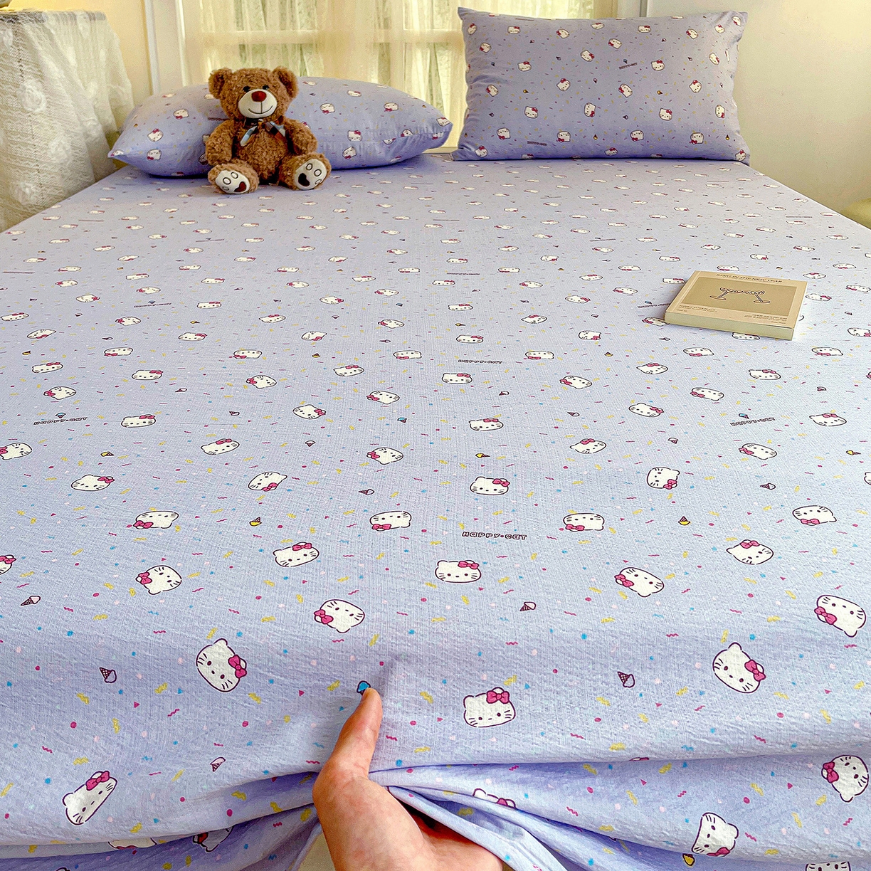 91家纺网 家纺一手货源 找家纺 纽缦家纺 2026春夏新款云感提花双层纱单床单 床单单件 蓝莓奶糖