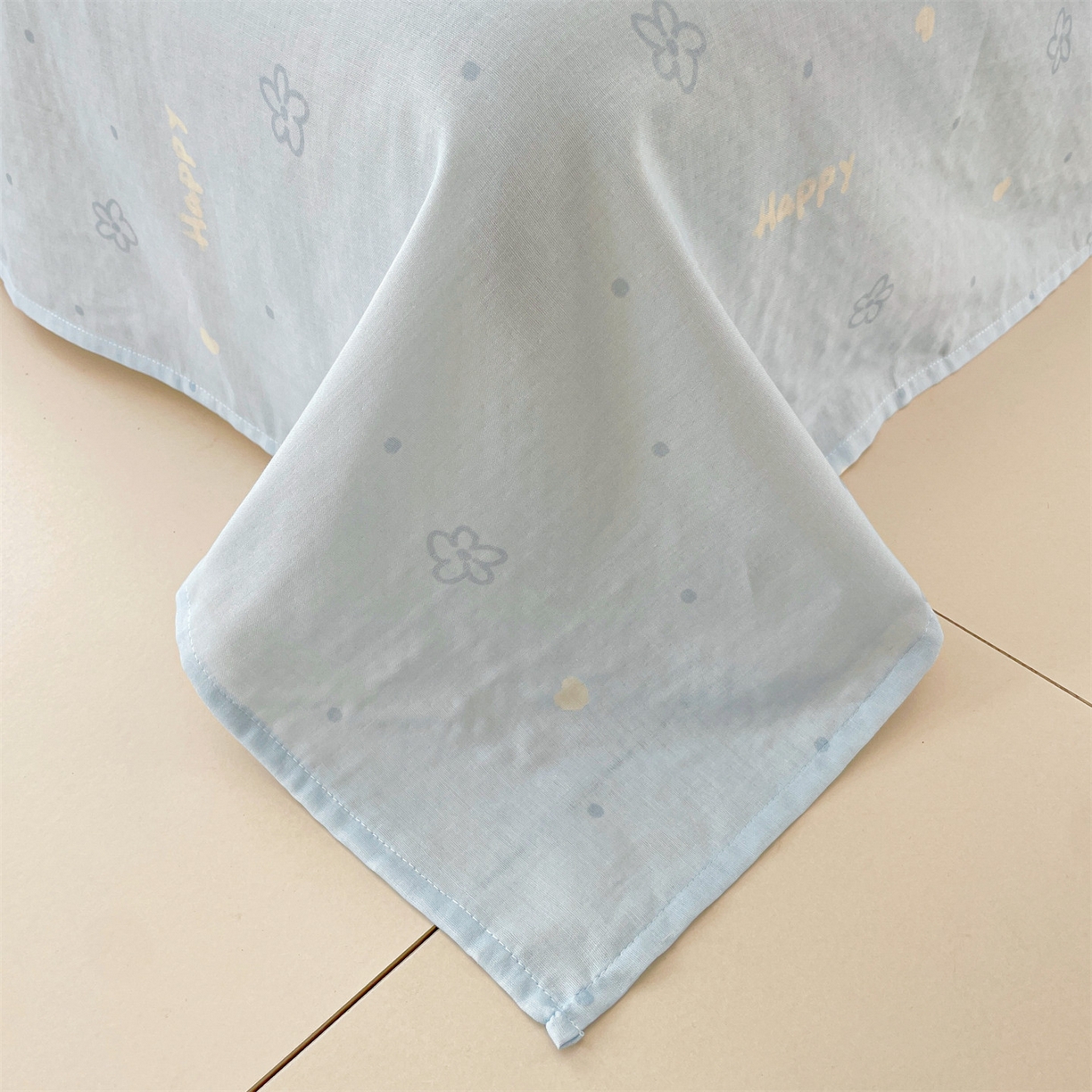 91家纺网 家纺一手货源 找家纺 盛秋家纺 2026新款水洗棉印花四件套-卡通系列二 天使小马粉+花朵蓝