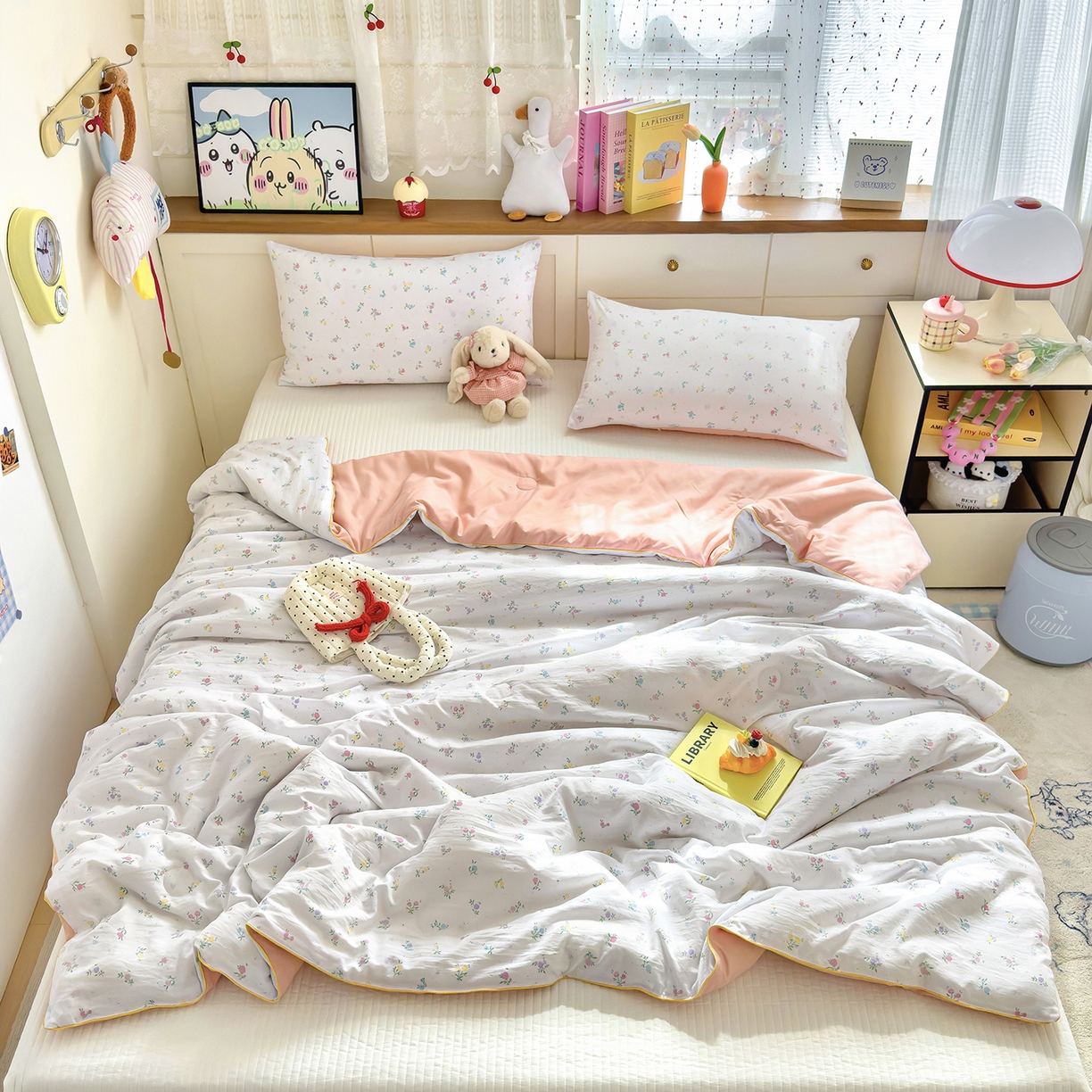 91家纺网 家纺一手货源 找家纺 铺尚美家纺 2026新款A类水洗双层纱大豆夏被子被芯 花韵