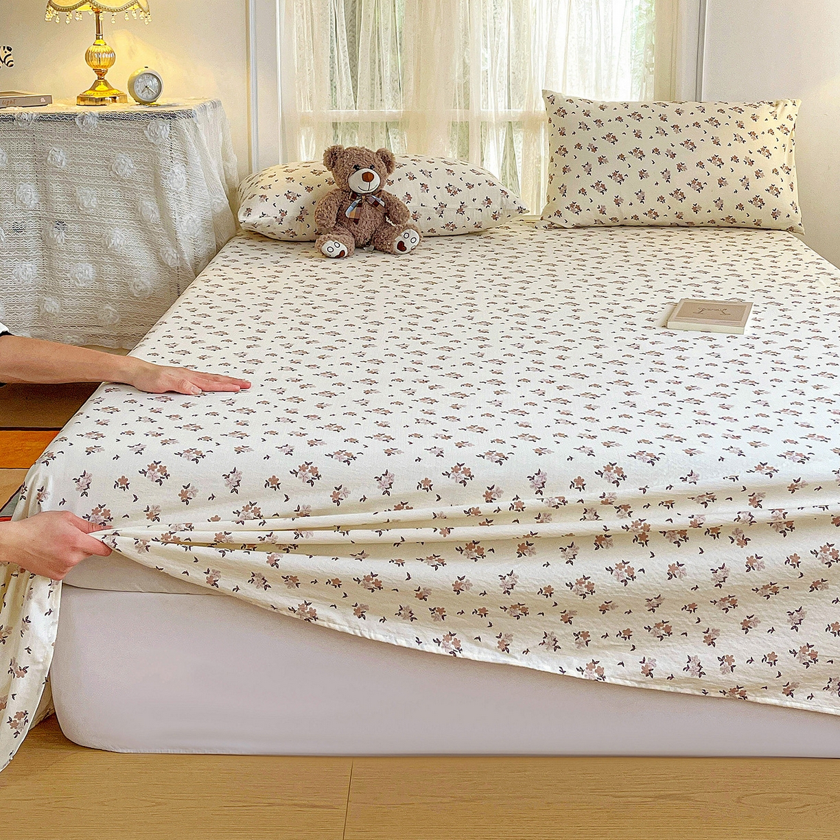 91家纺网 家纺一手货源 找家纺 纽缦家纺 2026春夏新款云感提花双层纱单床单 床单单件 苏瑾