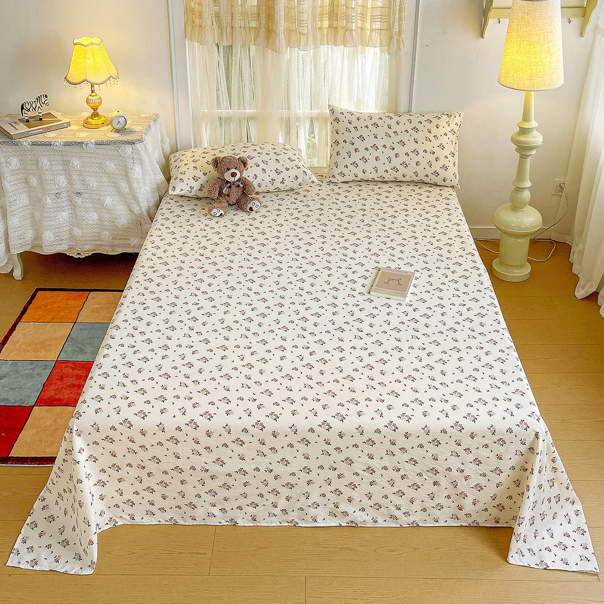 91家纺网 家纺一手货源 找家纺 纽缦家纺 2026春夏新款云感提花双层纱单床单 床单单件 苏瑾