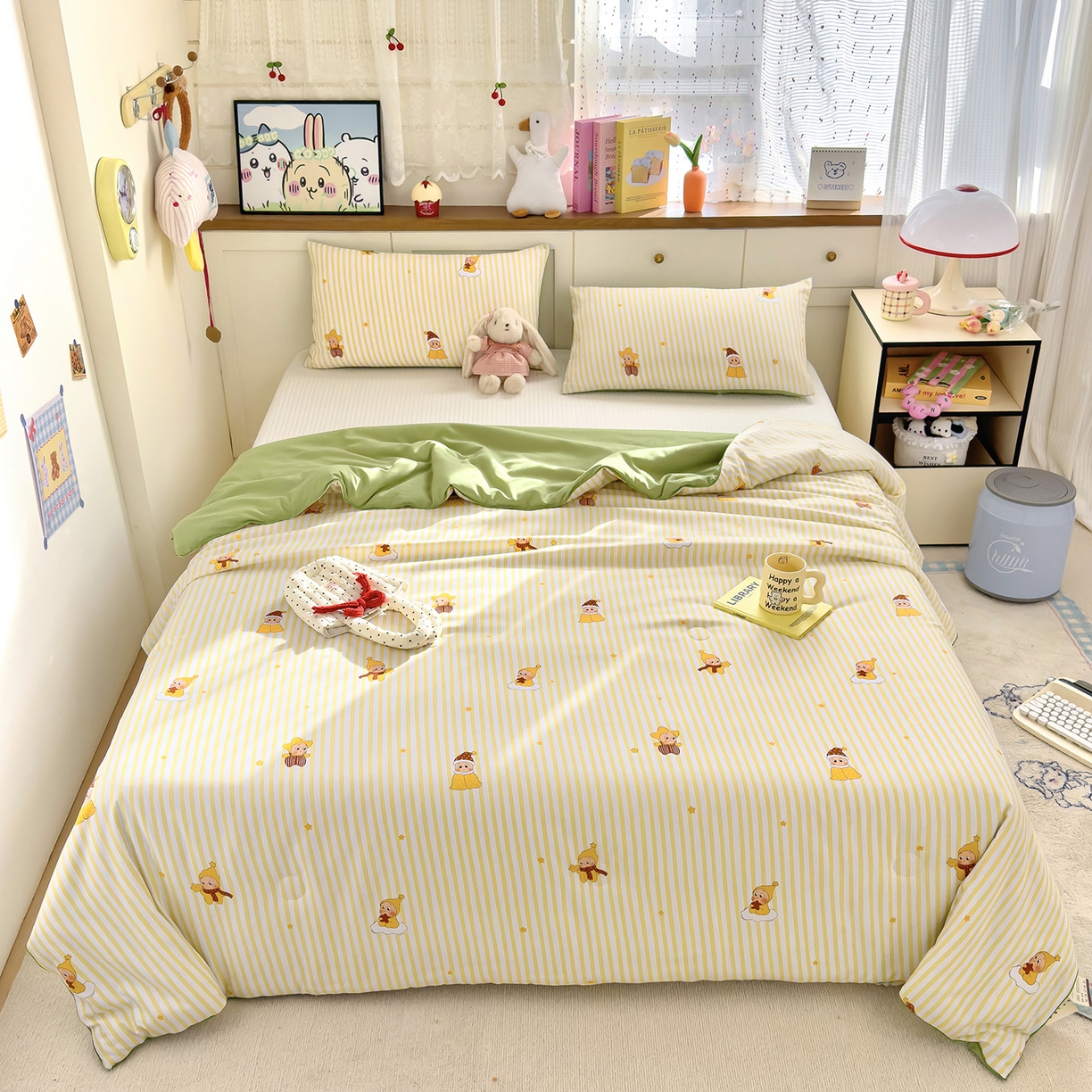 91家纺网 家纺一手货源 找家纺 铺尚美家纺 2026新款A类水洗双层纱大豆夏被子被芯 可爱宝贝