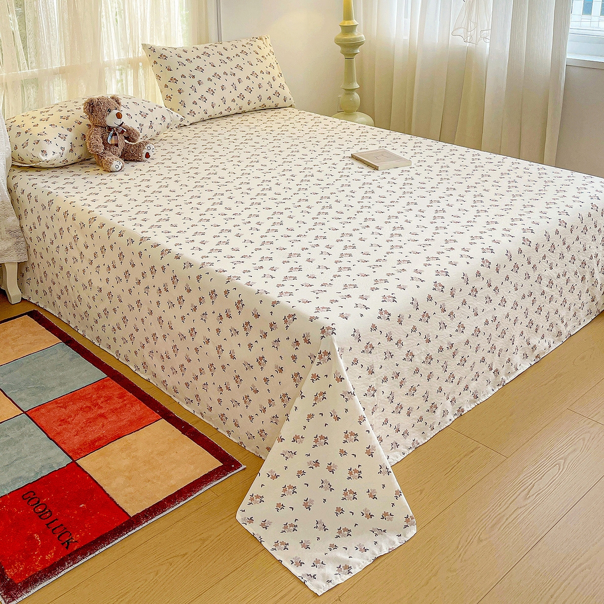 91家纺网 家纺一手货源 找家纺 纽缦家纺 2026春夏新款云感提花双层纱单床单 床单单件 苏瑾