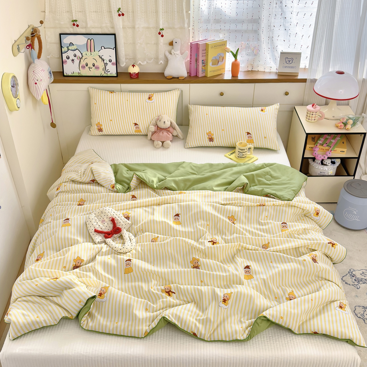 91家纺网 家纺一手货源 找家纺 铺尚美家纺 2026新款A类水洗双层纱大豆夏被子被芯 可爱宝贝