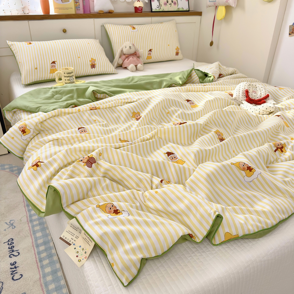 91家纺网 家纺一手货源 找家纺 铺尚美家纺 2026新款A类水洗双层纱大豆夏被子被芯 可爱宝贝