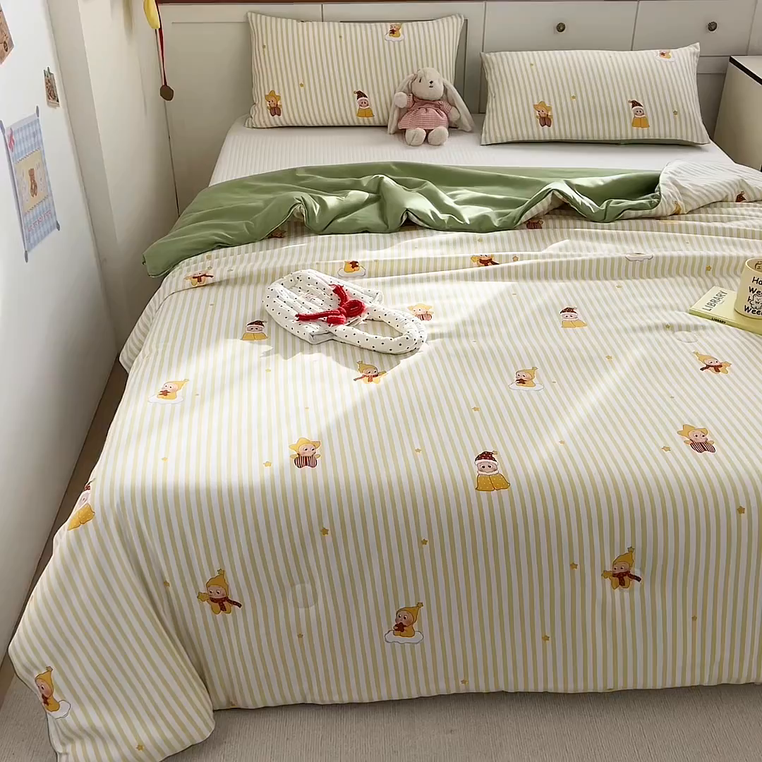 91家纺网 家纺一手货源 找家纺 铺尚美家纺 2026新款A类水洗双层纱大豆夏被子被芯 可爱宝贝