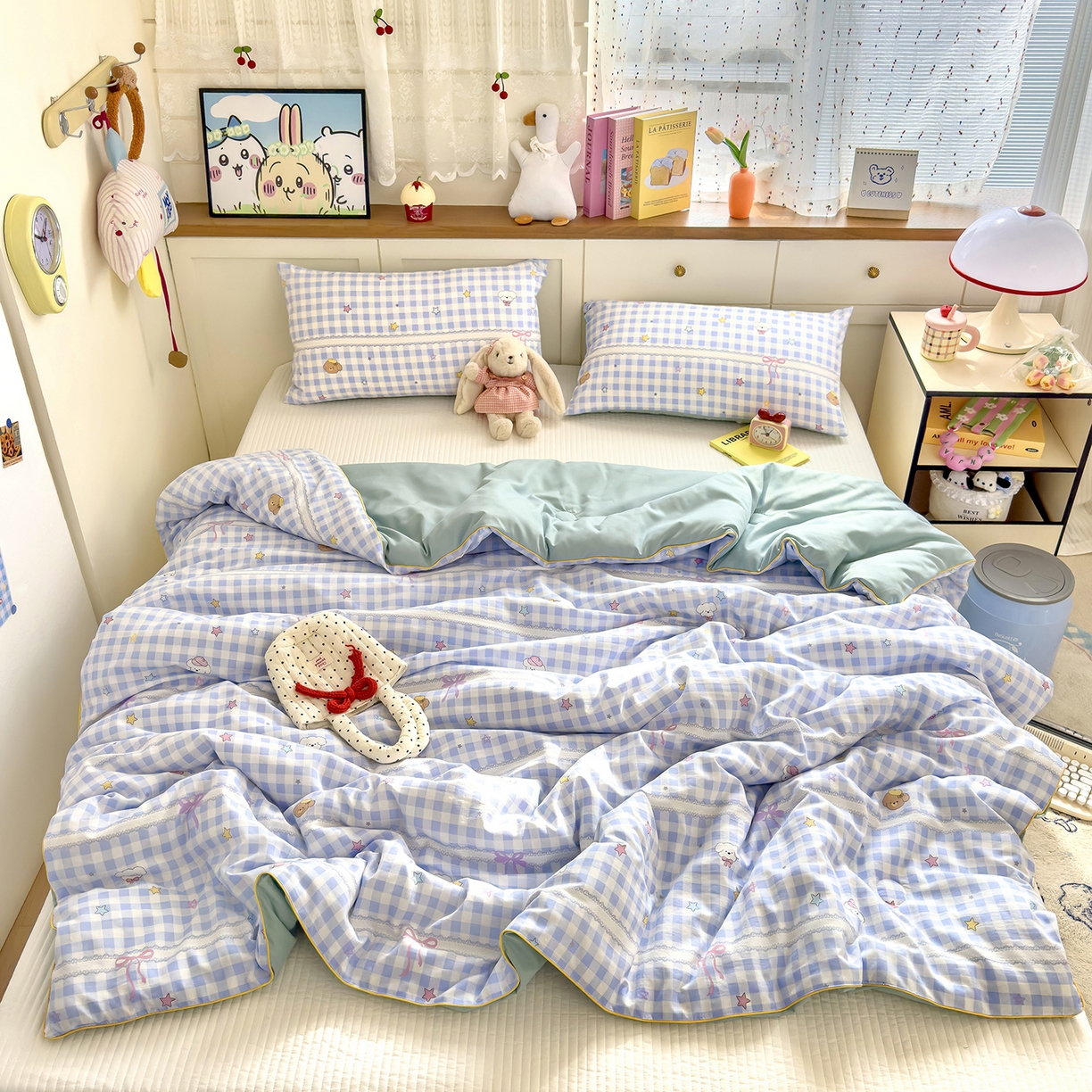 91家纺网 家纺一手货源 找家纺 铺尚美家纺 2026新款A类水洗双层纱大豆夏被子被芯 兰格小狗