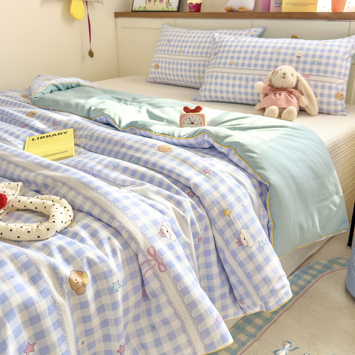 91家纺网 家纺一手货源 找家纺 铺尚美家纺 2026新款A类水洗双层纱大豆夏被子被芯 兰格小狗