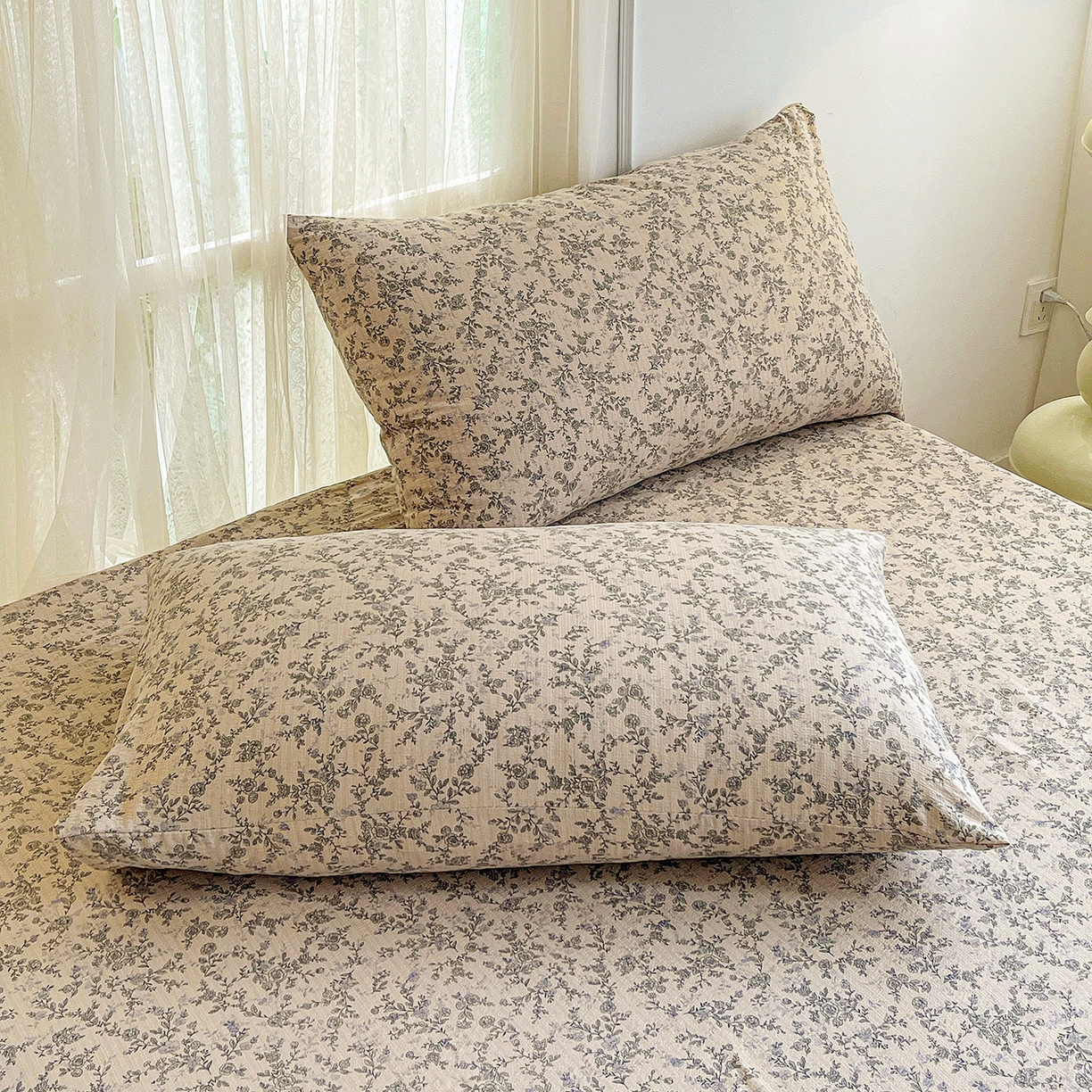 91家纺网 家纺一手货源 找家纺 纽缦家纺 2026春夏新款云感提花双层纱单床单 床单单件 竹韵花语