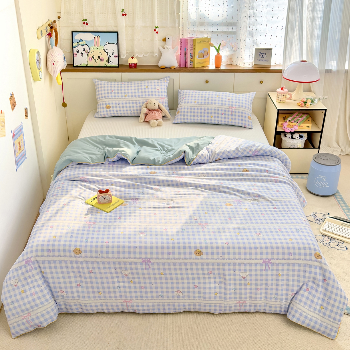 91家纺网 家纺一手货源 找家纺 铺尚美家纺 2026新款A类水洗双层纱大豆夏被子被芯 兰格小狗