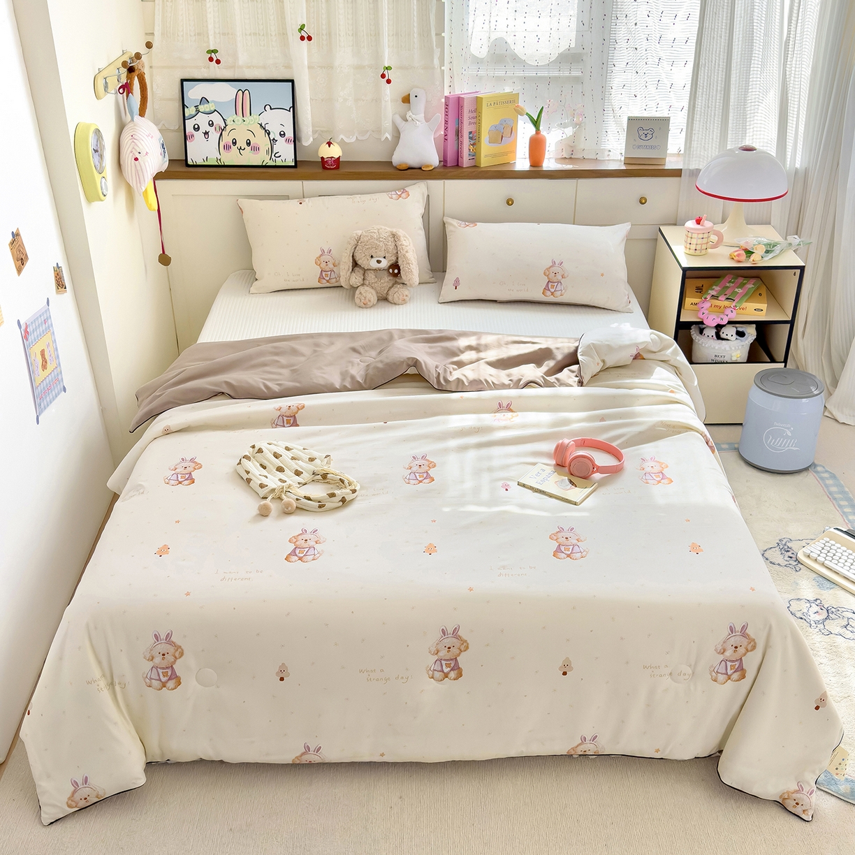 91家纺网 家纺一手货源 找家纺 铺尚美家纺 2026新款A类水洗双层纱大豆夏被子被芯 乐奇